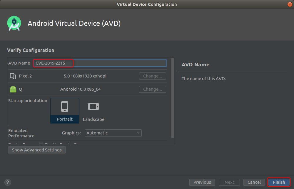 AVD Configuration Verification